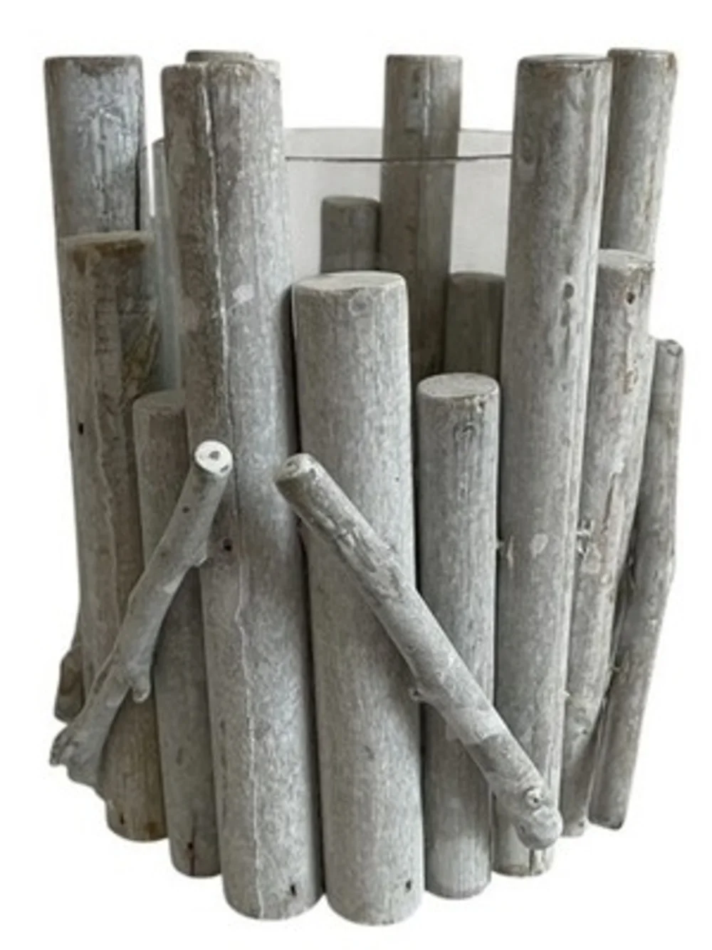 Rustic Driftwood Log Hurricane Candle Holder Glass Insert Coastal Farmhouse 6